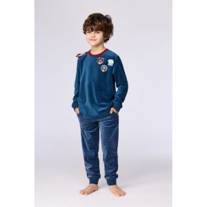 Jongenspyjama in velours 881 donkerblauw