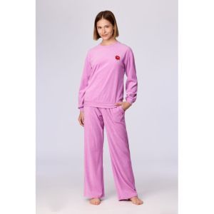 Damespyjama in velours 436 roze