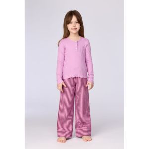 Meisjespyjama lange mouwen 436 roze