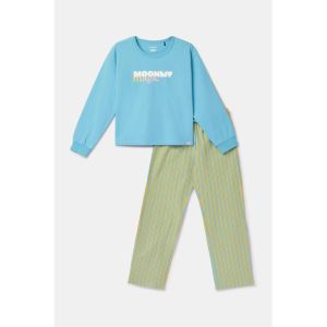 Meisjespyjama lange mouwen 824 blauw