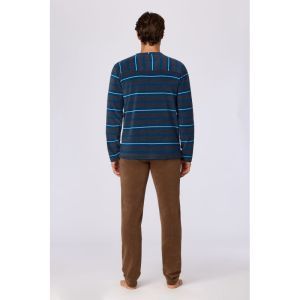 Herenpyjama lange mouwen 984 donkerblauw