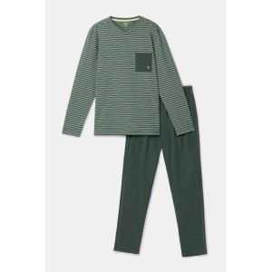 Herenpyjama lange mouwen 981 groene stre