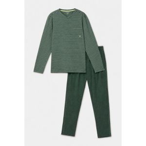 Herenpyjama lange mouwen 981 groene stre