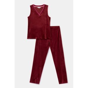 Dames homewear set met topje 471 bordeaux