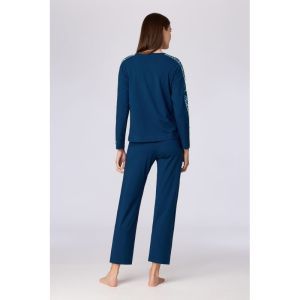 Damespyjama lange mouwen 881 donkerblauw