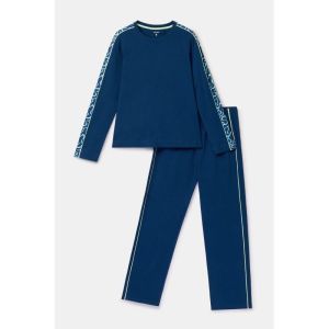 Damespyjama lange mouwen 881 donkerblauw