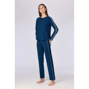 Damespyjama lange mouwen 881 donkerblauw