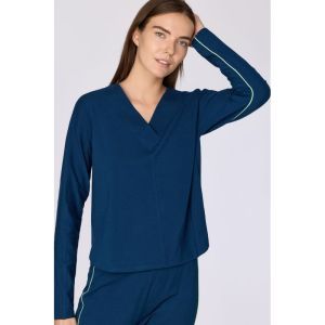 Damespyjama lange mouwen 881 donkerblauw