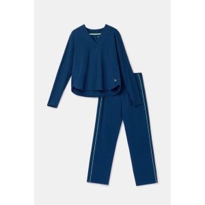 Damespyjama lange mouwen 881 donkerblauw
