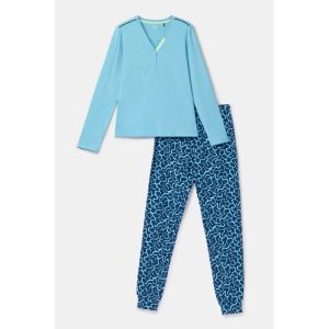 Dames pyjama lange mouwen 824 blauw
