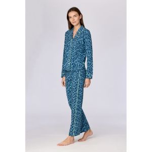 Damespyjama lange mouwen 978 blauwe golv