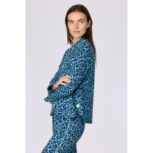 Damespyjama lange mouwen 978 blauwe golv