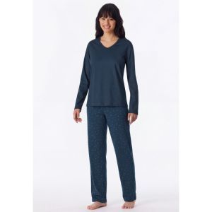 Damespyjama lange mouwen 860 deep blue