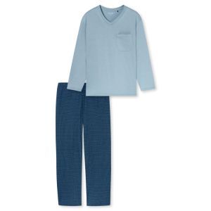 Herenpyjama lange mouwen 845 ijsblauw