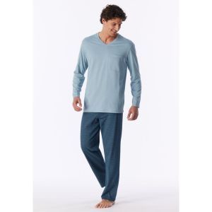 Herenpyjama lange mouwen 845 ijsblauw