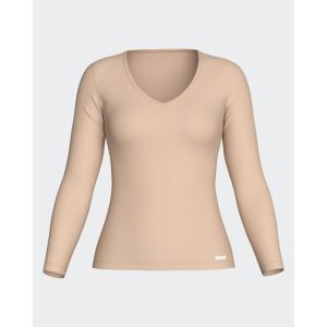 Thermo shirt lange mouw v-neck 144 beige